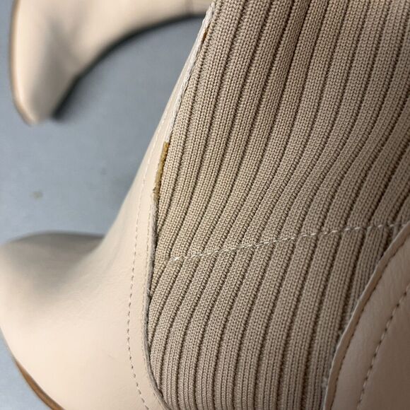 OASIS SOCIETY Geraldine Beige Sock Bootie Leather Stacked Heeled Boot Size 6 - Picture 11 of 11